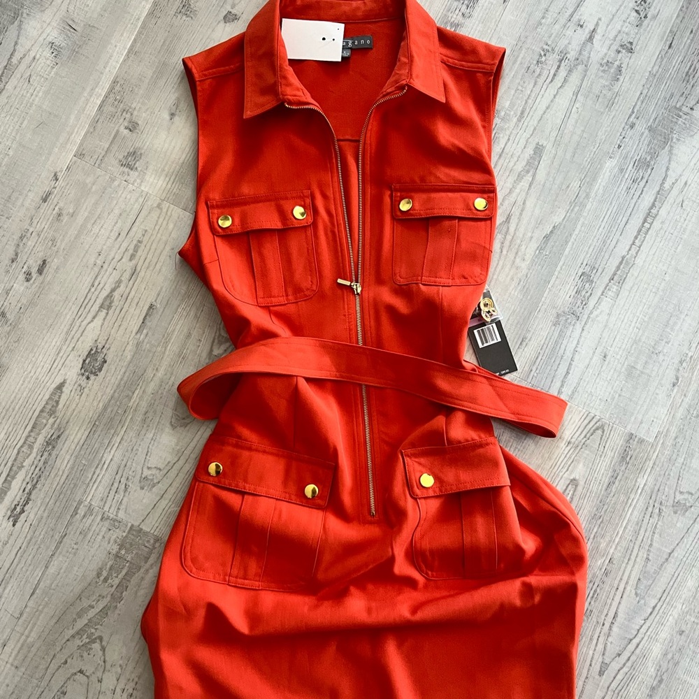 Knee length belted sleeveless dress for summer/vacation/special occasions🧡